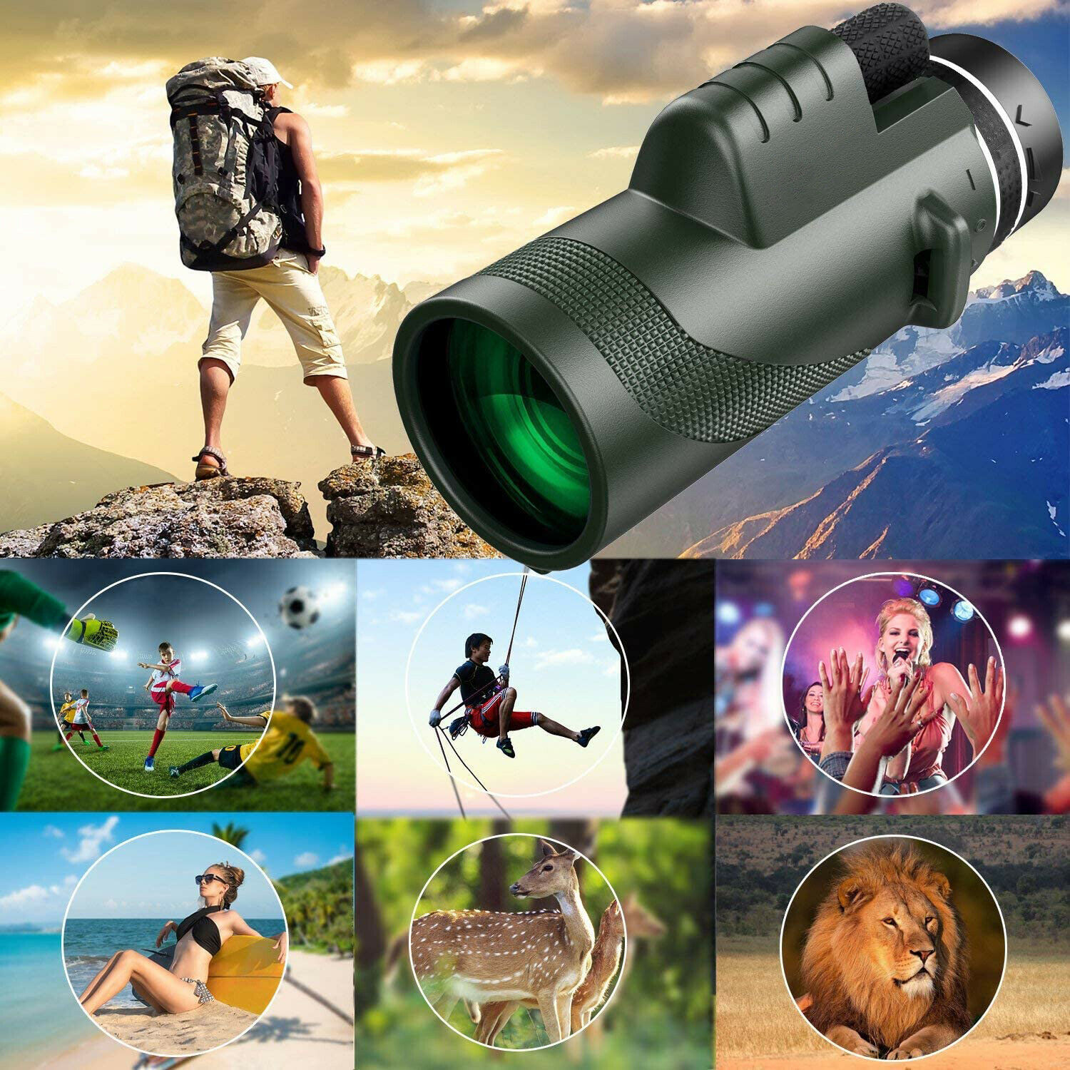 50X60 Zoom Optical HD Lens Monocular Telescope + Tripod + Clip for Cell Phone